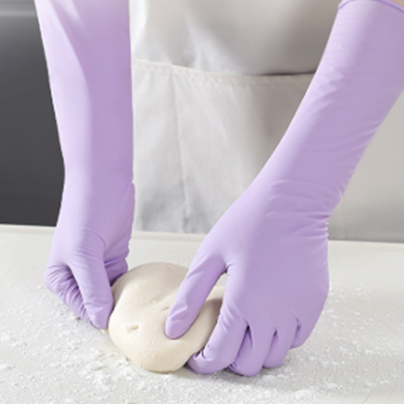 Disposable nitrile gloves, extended and durable, made of oil-resistant rubber, suitable for kitchen cleaning, household chores, cooking, and dishwashing