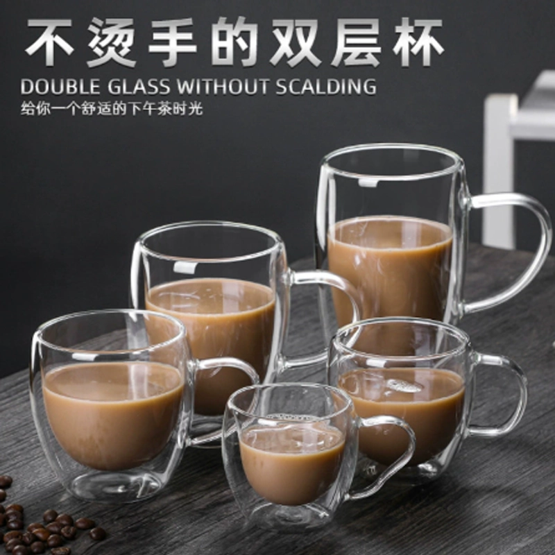 Double Wall Borosilicate Glass Coffee Mug, Heat‑Resistant Insulated Tea Cup for Home & Cafe