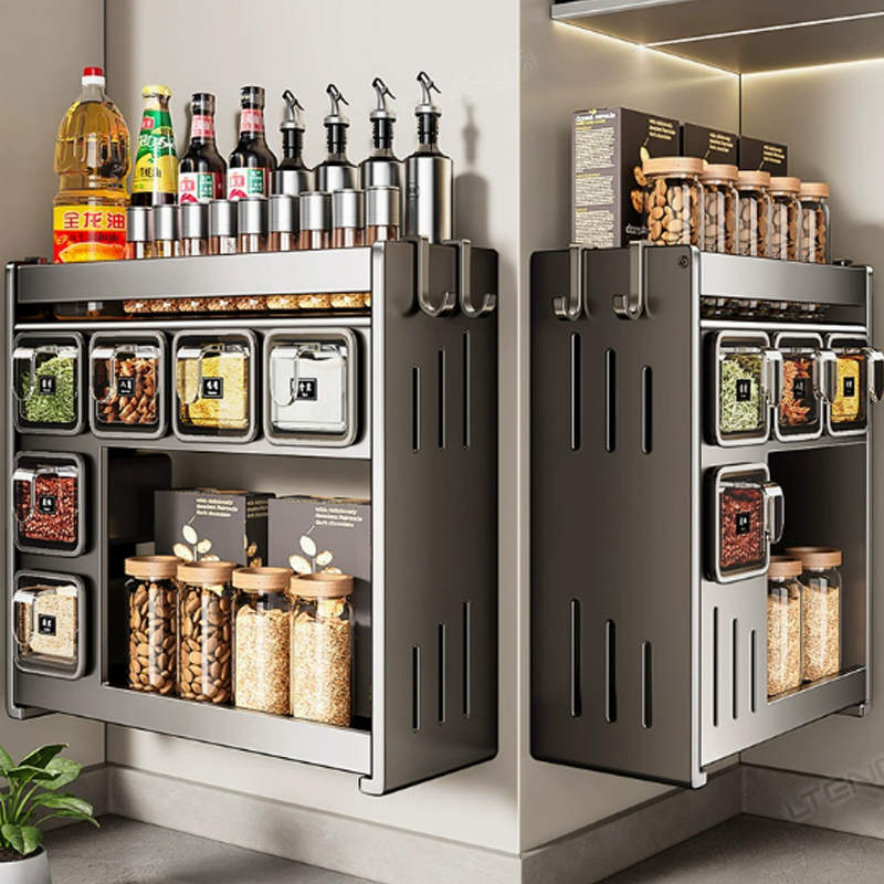 No Drill Wall Mounted Spice & Seasoning Organizer