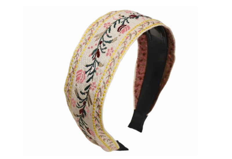 Beige Embroidered Headband