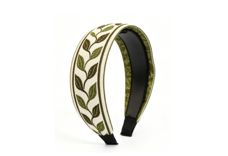 Green Embroidered Headband