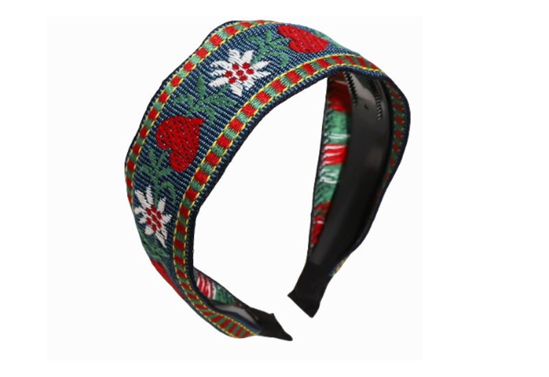 Navy Blue Embroidered Headband