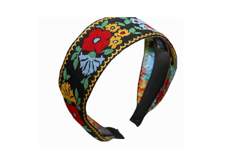 Black Embroidered Headband
