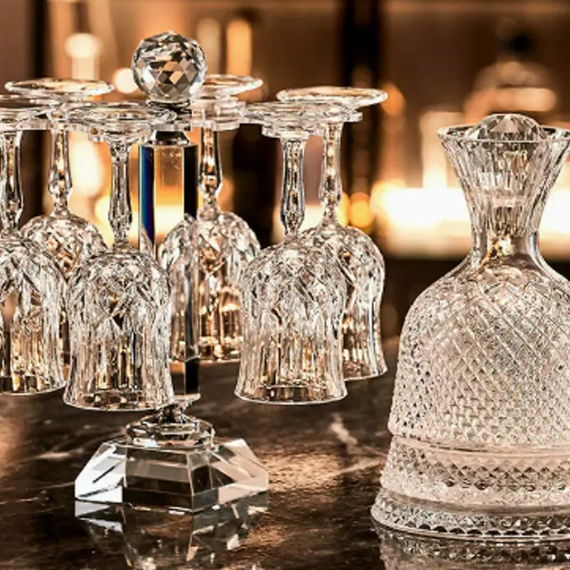 High-value French Crystal Red Wine Glass Set, Luxury Goblet & Wine Decanter Combo