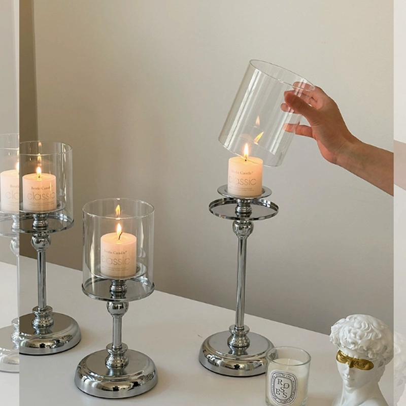 European Luxury Metal Glass Candlestick