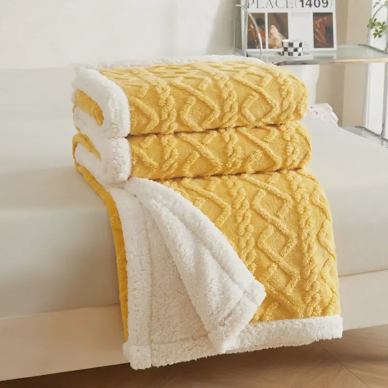 2Nordic Autumn Winter Thick Warm Teddy Fleece Blanket, Lamb Fleece Single Duvet Cover Nap Throw